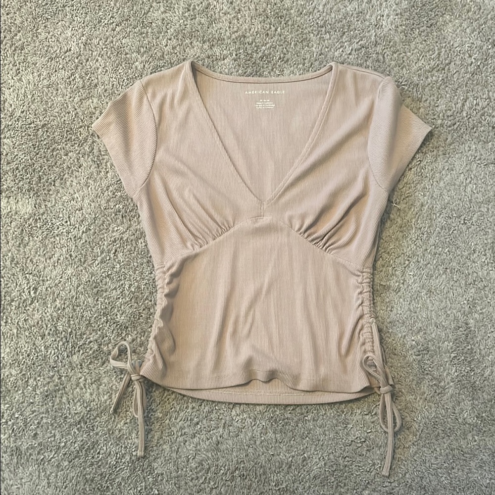 American Eagle Outfitters Women's Tan Ruched Top